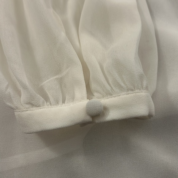 H&M women’s pleated long sleeves whit/ cream blouse - Picture 14 of 14